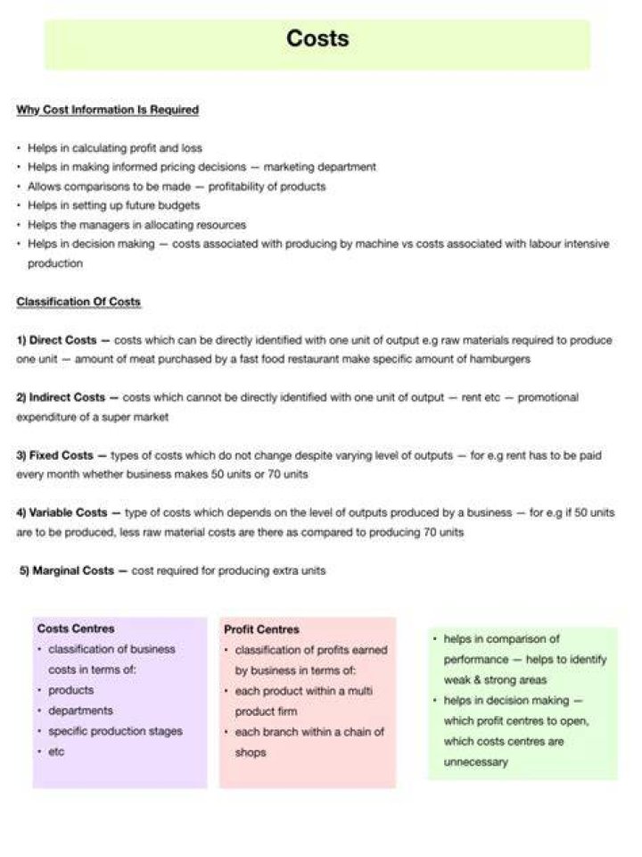 What is the importance of cost information?